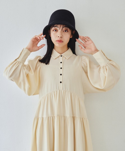 idem（イデム）の「volume tiered onepiece/ボリュームティアードシャツワンピース（シャツワンピース・レディース・アイボリー/ブラック・FREE）」の10枚目の写真
