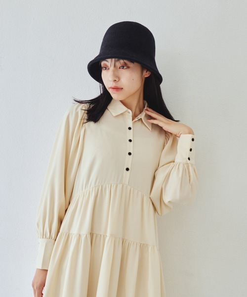 idem（イデム）の「volume tiered onepiece/ボリュームティアードシャツワンピース（シャツワンピース・レディース・アイボリー/ブラック・FREE）」の16枚目の写真