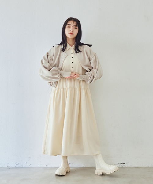 idem（イデム）の「volume tiered onepiece/ボリュームティアードシャツワンピース（シャツワンピース・レディース・アイボリー/ブラック・FREE）」の22枚目の写真