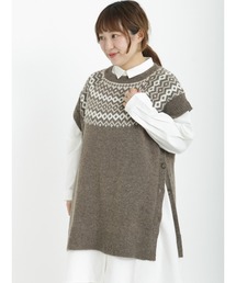 Samansa Mos2 | 幾何学柄ジャカードニットベスト(ベスト)