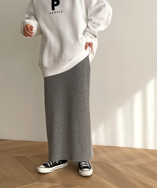 CANAL JEAN（キャナルジーン）の「El mar(エルマール) リブニットスカート（スカート・レディース・ホワイト/ブラック/グレー・ONE SIZE）」の3枚目の写真