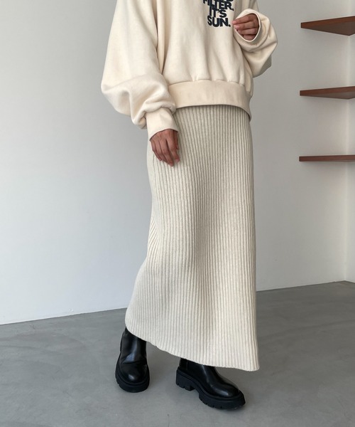 CANAL JEAN（キャナルジーン）の「El mar(エルマール) リブニットスカート（スカート・レディース・ホワイト/ブラック/グレー・ONE SIZE）」の2枚目の写真