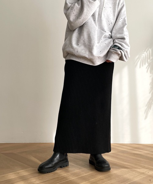 CANAL JEAN（キャナルジーン）の「El mar(エルマール) リブニットスカート（スカート・レディース・ホワイト/ブラック/グレー・ONE SIZE）」の6枚目の写真