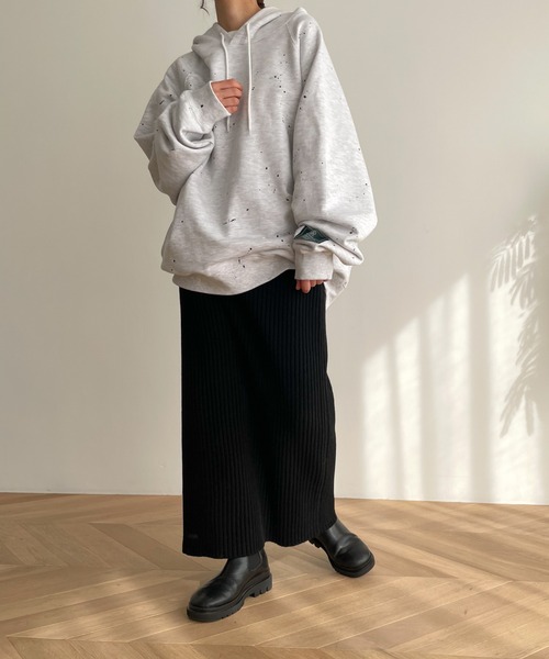 CANAL JEAN（キャナルジーン）の「El mar(エルマール) リブニットスカート（スカート・レディース・ホワイト/ブラック/グレー・ONE SIZE）」の13枚目の写真