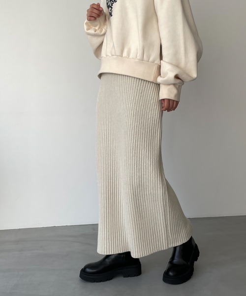 CANAL JEAN（キャナルジーン）の「El mar(エルマール) リブニットスカート（スカート・レディース・ホワイト/ブラック/グレー・ONE SIZE）」の8枚目の写真