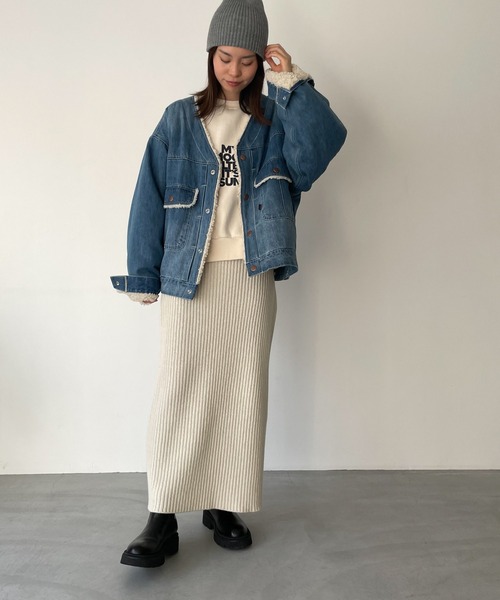 CANAL JEAN（キャナルジーン）の「El mar(エルマール) リブニットスカート（スカート・レディース・ホワイト/ブラック/グレー・ONE SIZE）」の4枚目の写真