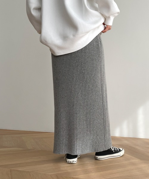 CANAL JEAN（キャナルジーン）の「El mar(エルマール) リブニットスカート（スカート・レディース・ホワイト/ブラック/グレー・ONE SIZE）」の15枚目の写真