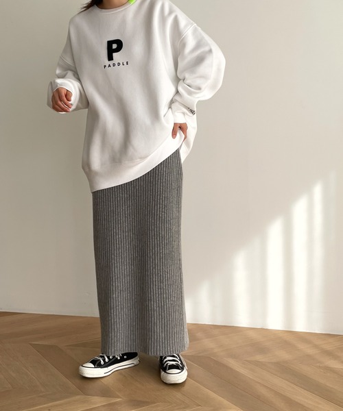 CANAL JEAN（キャナルジーン）の「El mar(エルマール) リブニットスカート（スカート・レディース・ホワイト/ブラック/グレー・ONE SIZE）」の9枚目の写真