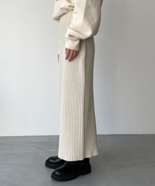 CANAL JEAN（キャナルジーン）の「El mar(エルマール) リブニットスカート（スカート・レディース・ホワイト/ブラック/グレー・ONE SIZE）」の5枚目の写真