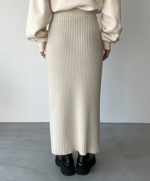 CANAL JEAN（キャナルジーン）の「El mar(エルマール) リブニットスカート（スカート・レディース・ホワイト/ブラック/グレー・ONE SIZE）」の7枚目の写真