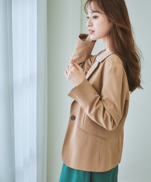 7days Life Styling(セブンデイズライフスタイリング)の「【UVカット】ストレッチダブルクロステーラードジャケット (洗濯機OK)(テーラードジャケット・レディース・ネイビー/ライトグレー/ブラック/モカ・S/LL/M/L)」の18枚目の写真