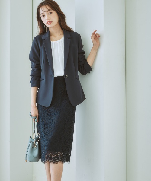 7days Life Styling(セブンデイズライフスタイリング)の「【UVカット】ストレッチダブルクロステーラードジャケット (洗濯機OK)(テーラードジャケット・レディース・ネイビー/ライトグレー/ブラック/モカ・S/LL/M/L)」の21枚目の写真