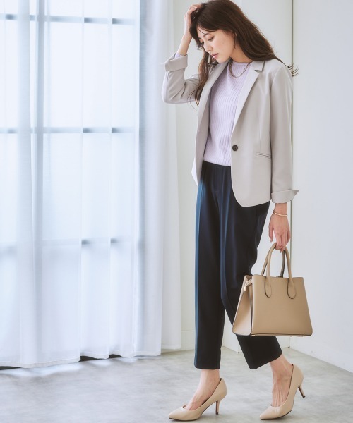 7days Life Styling(セブンデイズライフスタイリング)の「【UVカット】ストレッチダブルクロステーラードジャケット (洗濯機OK)(テーラードジャケット・レディース・ネイビー/ライトグレー/ブラック/モカ・S/LL/M/L)」の7枚目の写真