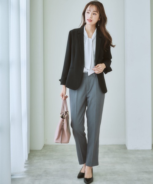7days Life Styling(セブンデイズライフスタイリング)の「【UVカット】ストレッチダブルクロステーラードジャケット (洗濯機OK)(テーラードジャケット・レディース・ネイビー/ライトグレー/ブラック/モカ・S/LL/M/L)」の9枚目の写真