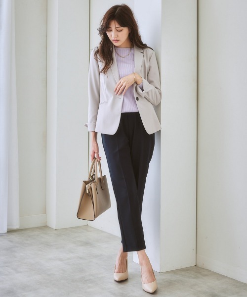7days Life Styling(セブンデイズライフスタイリング)の「【UVカット】ストレッチダブルクロステーラードジャケット (洗濯機OK)(テーラードジャケット・レディース・ネイビー/ライトグレー/ブラック/モカ・S/LL/M/L)」の8枚目の写真