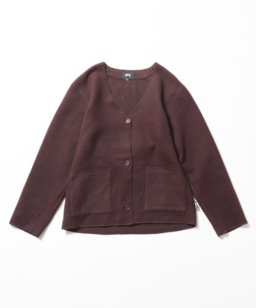 STUSSY(ステューシー)の「STUSSY/ステューシー Fern Cardigan (Wmns) カーディガン Vネック ワンポイント ロゴ(カーディガン/ボレロ・レディース・ベージュ/ダークブラウン・L/S/M)」の10枚目の写真
