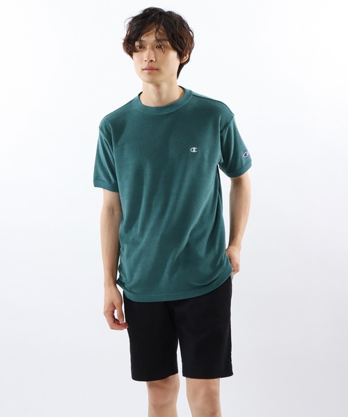 Champion(チャンピオン)の「【Champion/チャンピオン】メンズ ベーシック ショートスリーブTシャツ(Tシャツ/カットソー・メンズ・ネイビー/サンドベージュ/ホワイト/モスグリーン/グレー/ブラック・MEDIUM/LARGE/X-LARGE)」の5枚目の写真