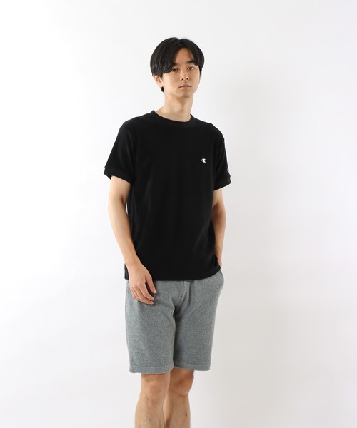 Champion(チャンピオン)の「【Champion/チャンピオン】メンズ ベーシック ショートスリーブTシャツ(Tシャツ/カットソー・メンズ・ネイビー/サンドベージュ/ホワイト/モスグリーン/グレー/ブラック・MEDIUM/LARGE/X-LARGE)」の1枚目の写真