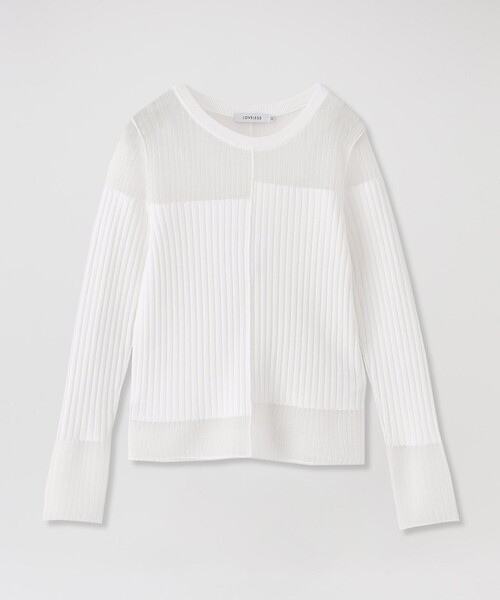 LOVELESS（ラブレス）の「シアーコンビニットプルオーバー（ニット/セーター・レディース・オフホワイト/ブラック/パープル・34/36）」の10枚目の写真