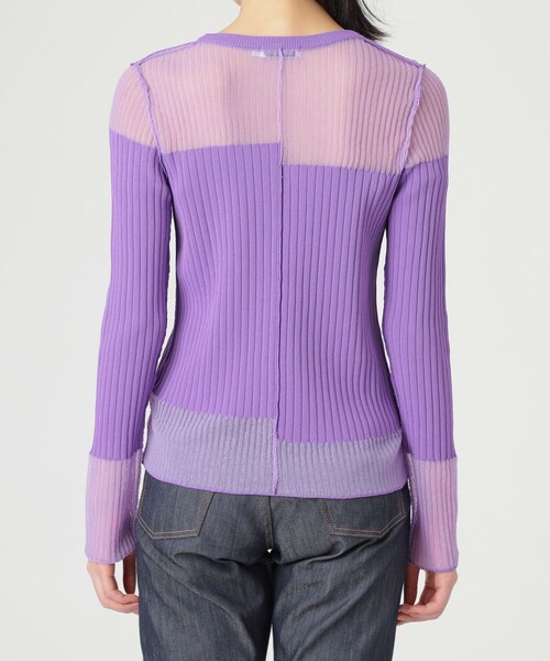 LOVELESS（ラブレス）の「シアーコンビニットプルオーバー（ニット/セーター・レディース・オフホワイト/ブラック/パープル・34/36）」の6枚目の写真