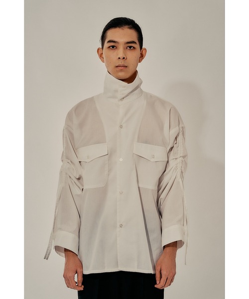 Adoon plain(アドーンプレーン)の「【Oversized shirring shirt】/オーバーサイズシャーリングシャツ(シャツ/ブラウス・メンズ・ブラック/オフホワイト・MEDIUM/LARGE)」の16枚目の写真