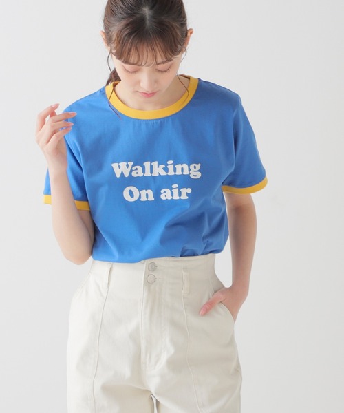Honeys（ハニーズ）の「リンガーＴシャツ（Tシャツ/カットソー・レディース・ブルー/ブラック/ホワイト/ピンク/グリーン・L/M/S）」の4枚目の写真