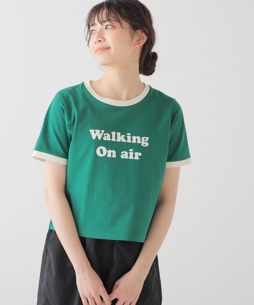 Honeys（ハニーズ）の「リンガーＴシャツ（Tシャツ/カットソー・レディース・ブルー/ブラック/ホワイト/ピンク/グリーン・L/M/S）」の3枚目の写真