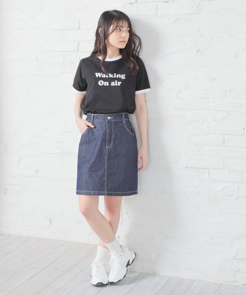 Honeys（ハニーズ）の「リンガーＴシャツ（Tシャツ/カットソー・レディース・ブルー/ブラック/ホワイト/ピンク/グリーン・L/M/S）」の10枚目の写真