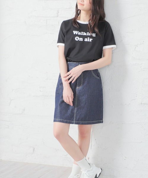 Honeys（ハニーズ）の「リンガーＴシャツ（Tシャツ/カットソー・レディース・ブルー/ブラック/ホワイト/ピンク/グリーン・L/M/S）」の11枚目の写真