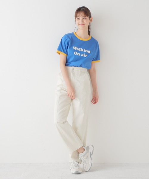 Honeys（ハニーズ）の「リンガーＴシャツ（Tシャツ/カットソー・レディース・ブルー/ブラック/ホワイト/ピンク/グリーン・L/M/S）」の14枚目の写真