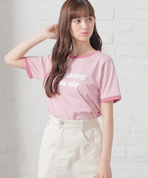 Honeys（ハニーズ）の「リンガーＴシャツ（Tシャツ/カットソー・レディース・ブルー/ブラック/ホワイト/ピンク/グリーン・L/M/S）」の18枚目の写真