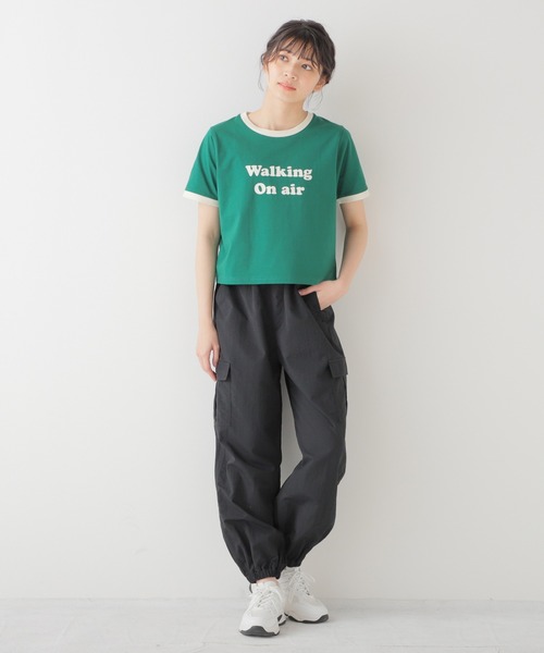 Honeys（ハニーズ）の「リンガーＴシャツ（Tシャツ/カットソー・レディース・ブルー/ブラック/ホワイト/ピンク/グリーン・L/M/S）」の20枚目の写真