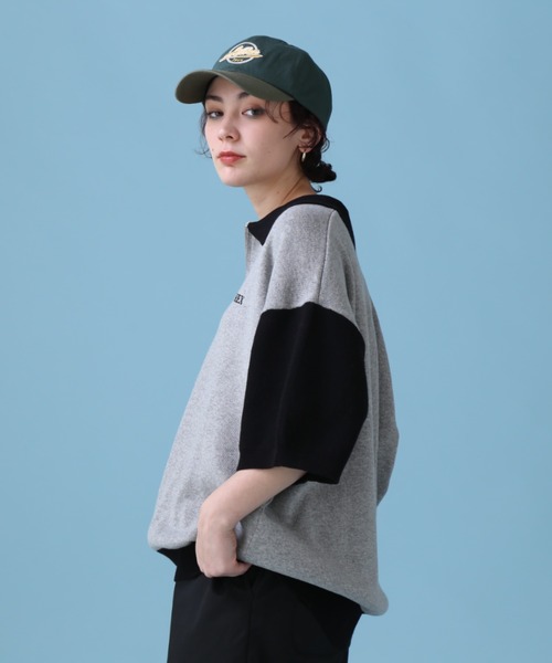 AVIREX（アヴィレックス）の「《直営店限定》HARF ZIP POLO/ハーフジップ ポロシャツ（ニット/セーター・レディース・グレー/ベージュ・L/M）」の8枚目の写真