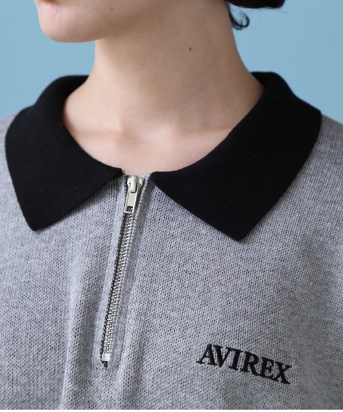 AVIREX（アヴィレックス）の「《直営店限定》HARF ZIP POLO/ハーフジップ ポロシャツ（ニット/セーター・レディース・グレー/ベージュ・L/M）」の10枚目の写真