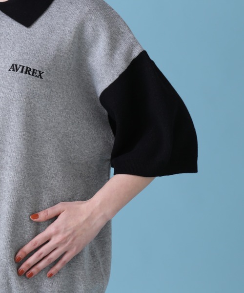 AVIREX（アヴィレックス）の「《直営店限定》HARF ZIP POLO/ハーフジップ ポロシャツ（ニット/セーター・レディース・グレー/ベージュ・L/M）」の11枚目の写真