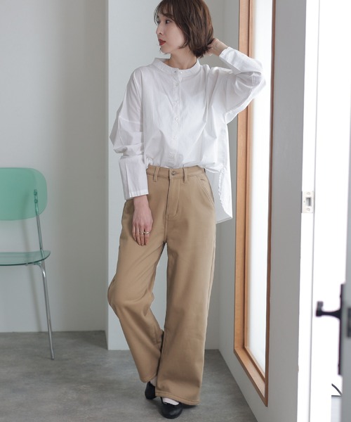 ElegChic(エレグシック)の「裏フリースツイルワイドストレートパンツ(チノパンツ・レディース・ブラック/ベージュ/カーキ・M/4L/L/XL/XXL)」の11枚目の写真