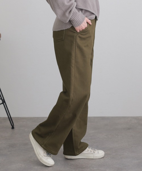 ElegChic(エレグシック)の「裏フリースツイルワイドストレートパンツ(チノパンツ・レディース・ブラック/ベージュ/カーキ・M/4L/L/XL/XXL)」の7枚目の写真