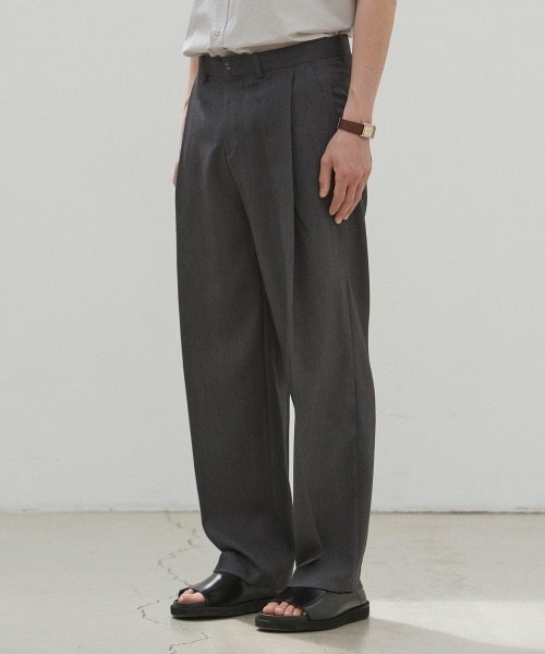 KONVINI(コンビニ)の「【ASP 】ディープ タック ワイド トラウザー / deep tuck wide trouser(スラックス・メンズ・ブラック/チャコールグレー・LARGE/X-LARGE/MEDIUM)」の1枚目の写真
