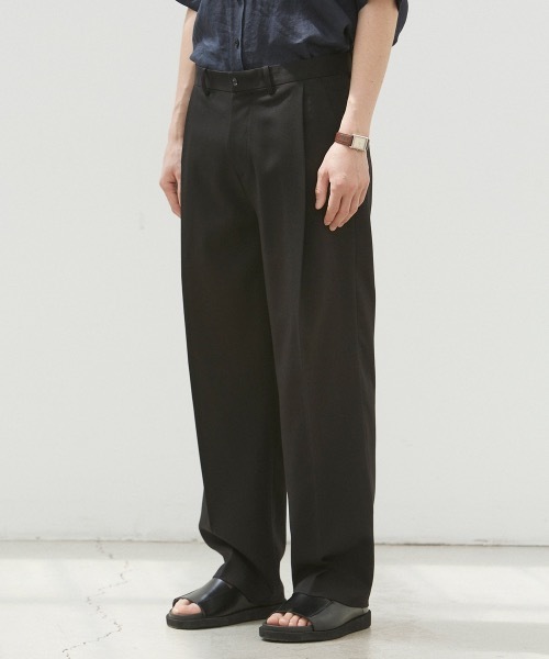 KONVINI(コンビニ)の「【ASP 】ディープ タック ワイド トラウザー / deep tuck wide trouser(スラックス・メンズ・ブラック/チャコールグレー・LARGE/X-LARGE/MEDIUM)」の2枚目の写真