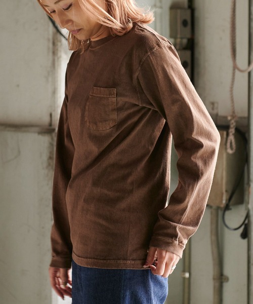 Good On（グッドオン）の「GOOD ON　L/S クルーポケット Tシャツ GOLT1306（Tシャツ/カットソー・メンズ・ナチュラル/ブラウン・S/M/L/XL）」の16枚目の写真