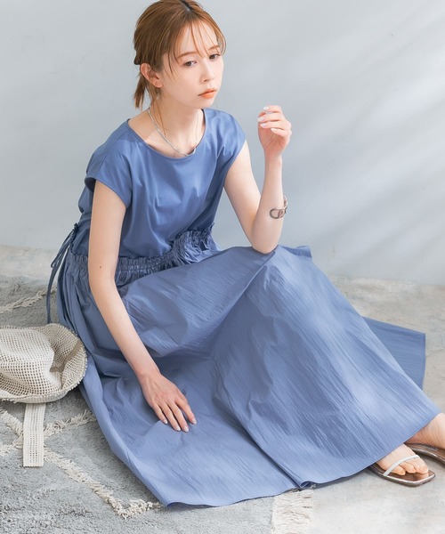 『WEB限定』ドッキングウエストギャザーワンピース