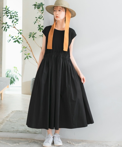 『WEB限定』ドッキングウエストギャザーワンピース