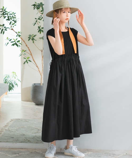 『WEB限定』ドッキングウエストギャザーワンピース
