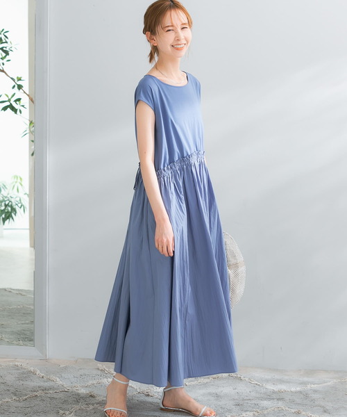 『WEB限定』ドッキングウエストギャザーワンピース
