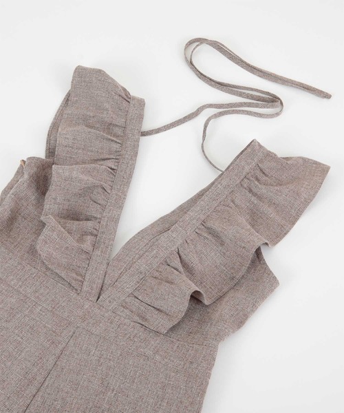 titivate（ティティベイト）の「フリルデザインオールインワン（つなぎ/オールインワン・レディース・ブラウン/ライトベージュ/ブラック/ネイビー/グレー・PS(XS－S)/M/L/MT）」の12枚目の写真