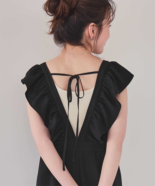 titivate（ティティベイト）の「フリルデザインオールインワン（つなぎ/オールインワン・レディース・ブラウン/ライトベージュ/ブラック/ネイビー/グレー・PS(XS－S)/M/L/MT）」の18枚目の写真