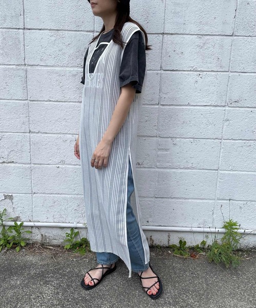 Miscere（ミスケーレ）の「☆ 2WAYアシメスリットストライプメッシュワンピース　252739（ワンピース・レディース・ブラック/オフホワイト・FREE）」の9枚目の写真