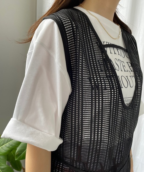 Miscere（ミスケーレ）の「☆ 2WAYアシメスリットストライプメッシュワンピース　252739（ワンピース・レディース・ブラック/オフホワイト・FREE）」の13枚目の写真