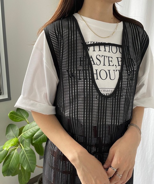 Miscere（ミスケーレ）の「☆ 2WAYアシメスリットストライプメッシュワンピース　252739（ワンピース・レディース・ブラック/オフホワイト・FREE）」の12枚目の写真