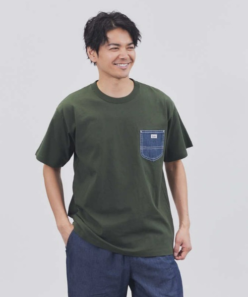 Lee(リー)の「Lee(リー)デニムポケット半袖Tシャツ(Tシャツ/カットソー・メンズ・ダークグリーン・M/L/XL)」の18枚目の写真